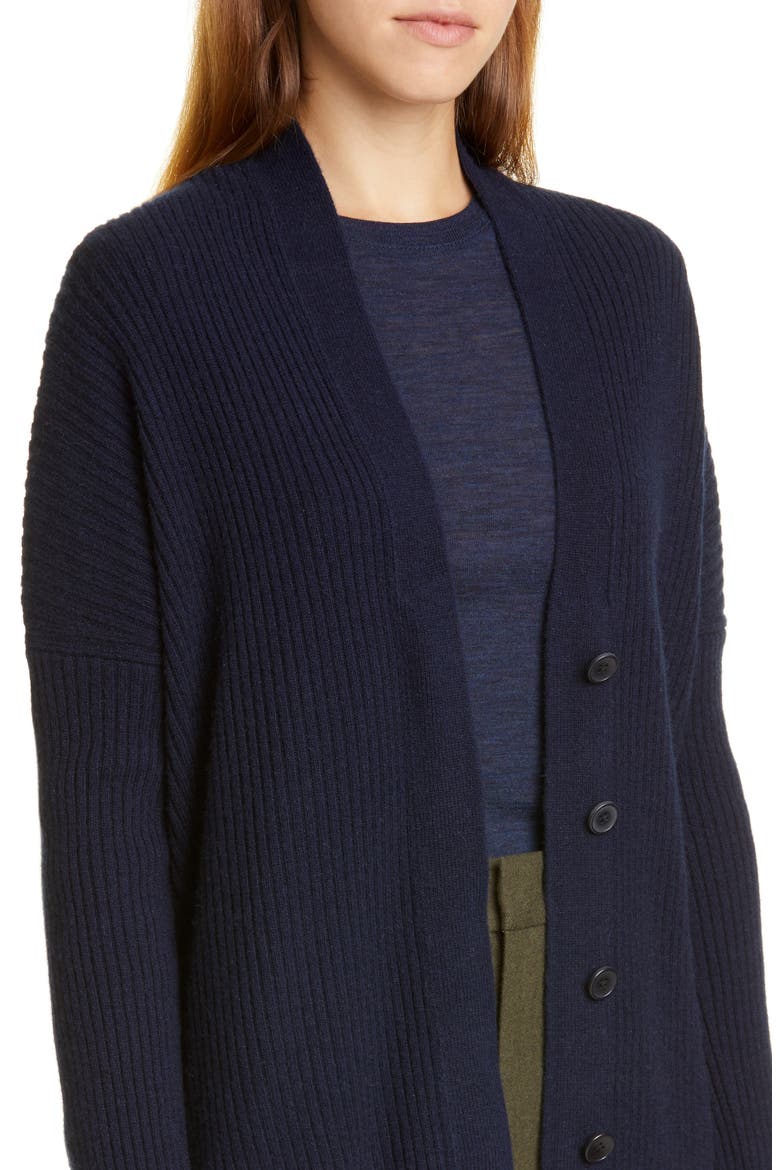 Rib Wool & Cashmere Cardigan, Alternate, color, WAVE CREST