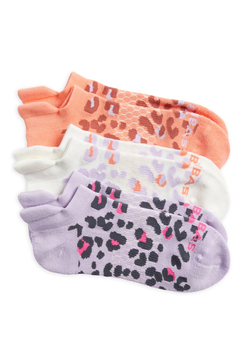 Tonal Leopard 3-Pack Ankle Socks, Main, color, GUAVA MIX