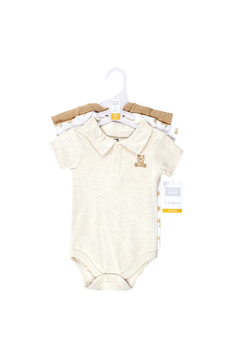 Hudson Baby Triple Pack of Essential Cotton One-Piece Rompers, Alternate, color, Cute Bear Polo