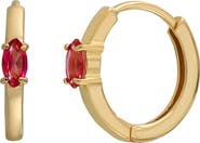 Bony Levy 14K Gold Marquise Pink Topaz Hoop Earrings