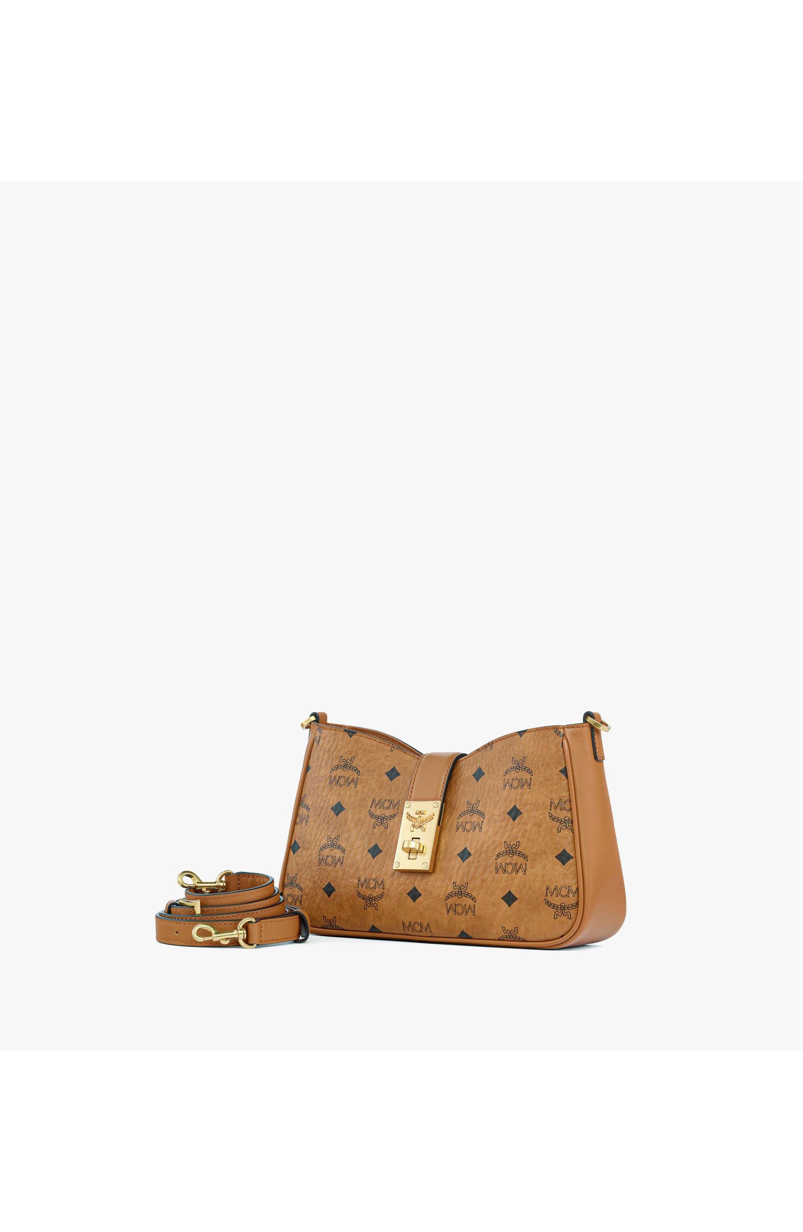 Small Tracy Shoulder Bag in Visetos, Alternate, color, Cognac