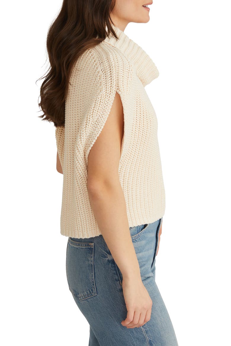 Cate Short Sleeve Cowl Neck Cotton Sweater, Alternate, color, CREAM