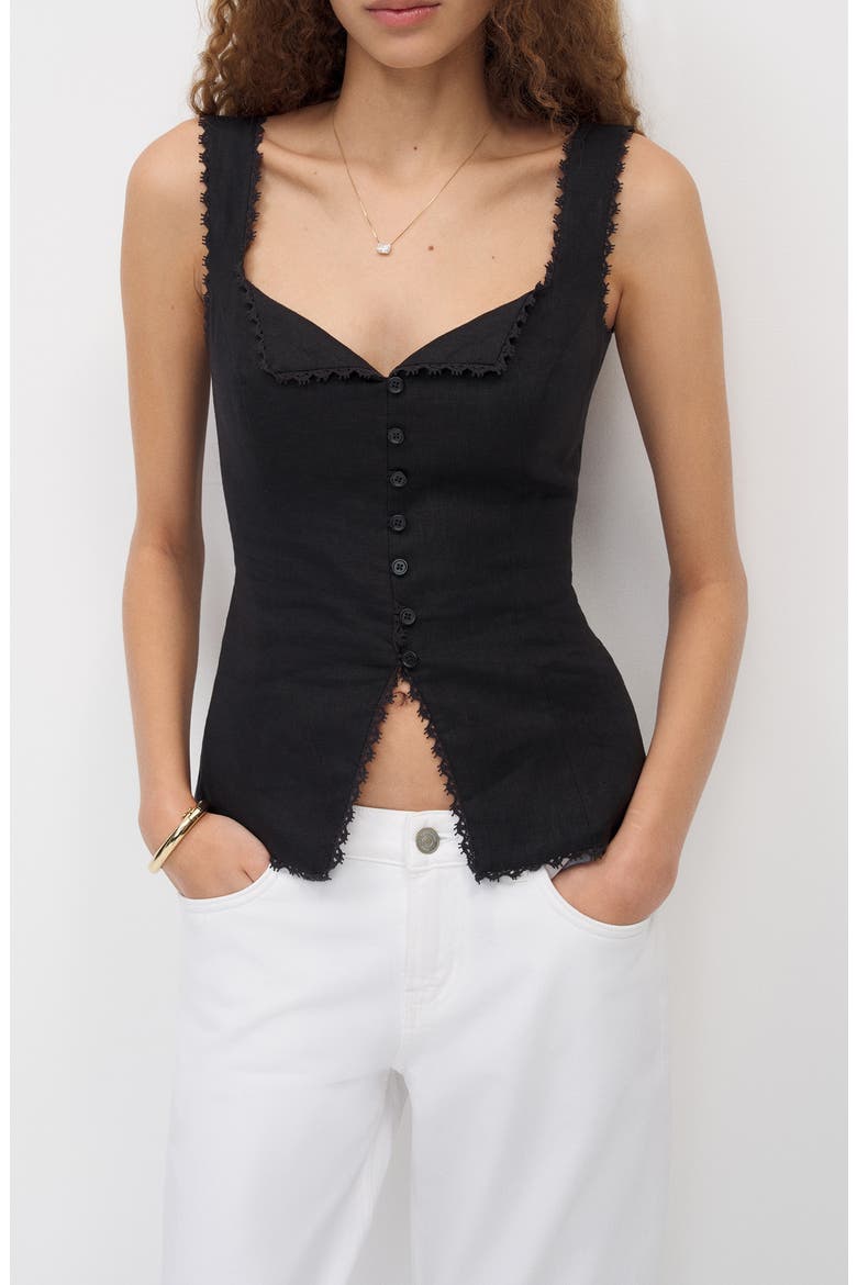 Viola Linen Tank, Main, color, BLACK