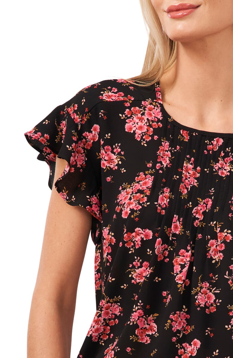 CeCe Blooming Romance Flutter Sleeve Top, Alternate, color, 