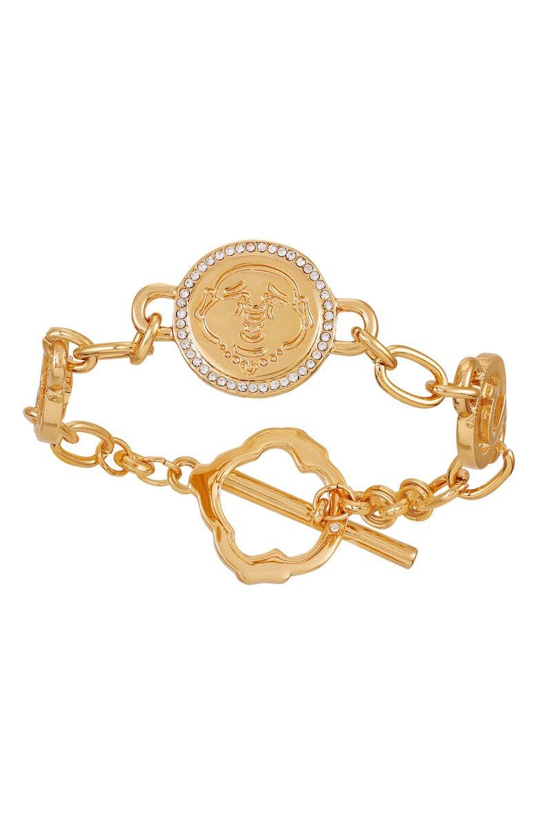 True Religion Crystal Logo Coin Chain Bracelet, Alternate, color, 