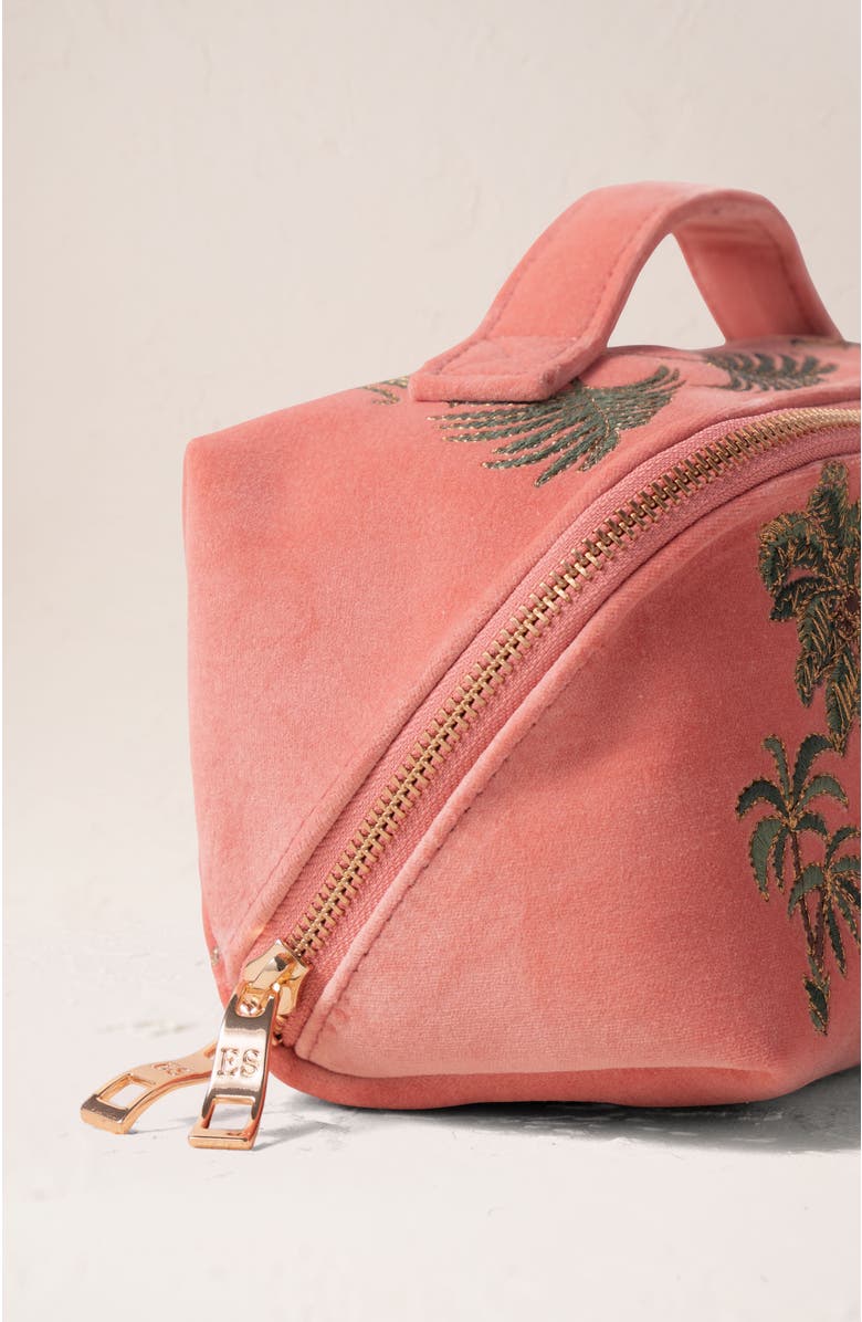 Elizabeth Scarlett World Wildlife Velvet Open Flat Makeup Bag, Alternate, color, Coral