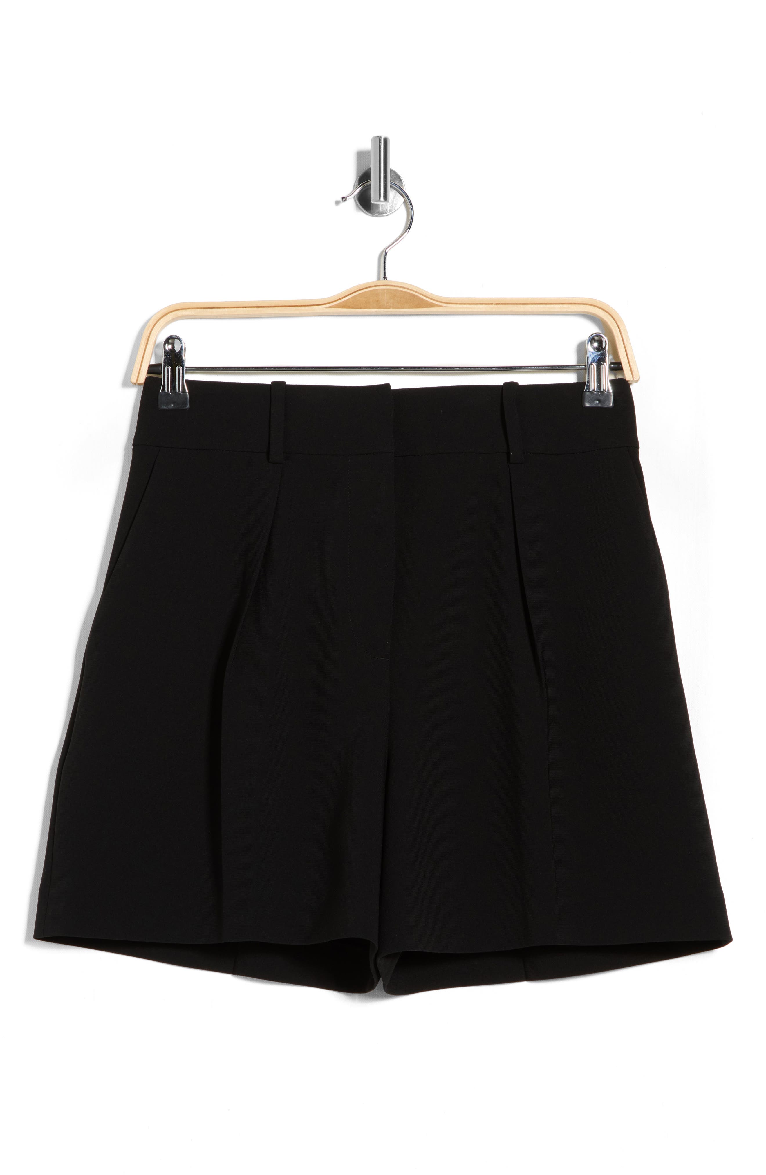 Theory High Waist Pleat Crepe Shorts
