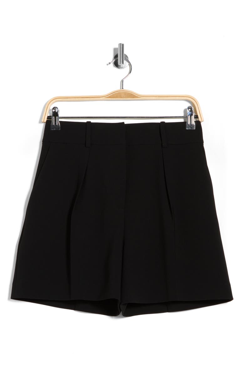 Theory High Waist Pleat Crepe Shorts, Main, color, Black