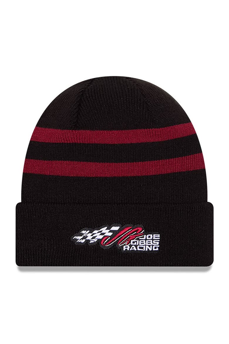 Men's New Era  Black/Cardinal Joe Gibbs Racing Cuffed Knit Hat, Main, color, Black
