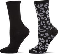 MeMoi Leopard Assorted 2-Pack Crew Socks