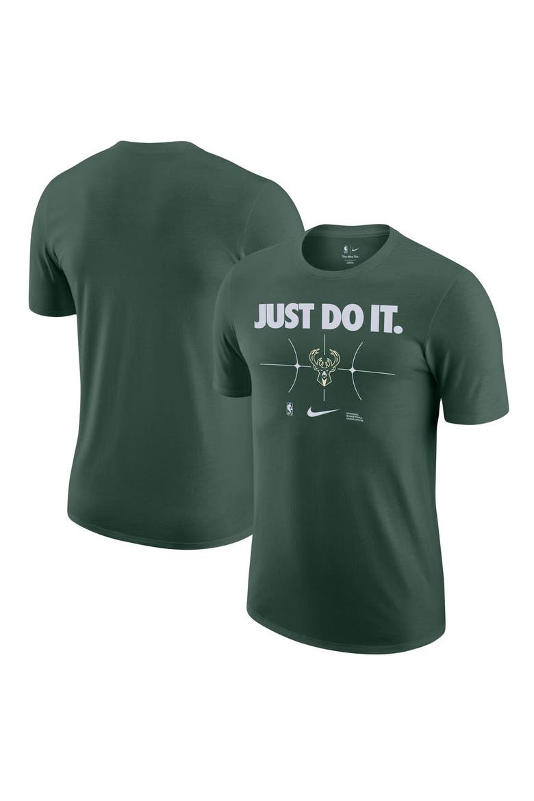 Men's Nike Hunter Green Milwaukee Bucks Just Do It T-Shirt, Main, color, Hunter Green
