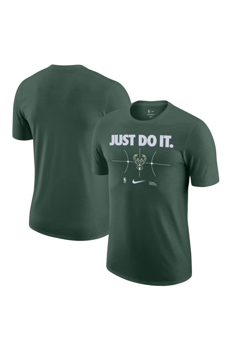 Nike Men's Nike Hunter Green Milwaukee Bucks Just Do It T-Shirt, Main, color, Hunter Green