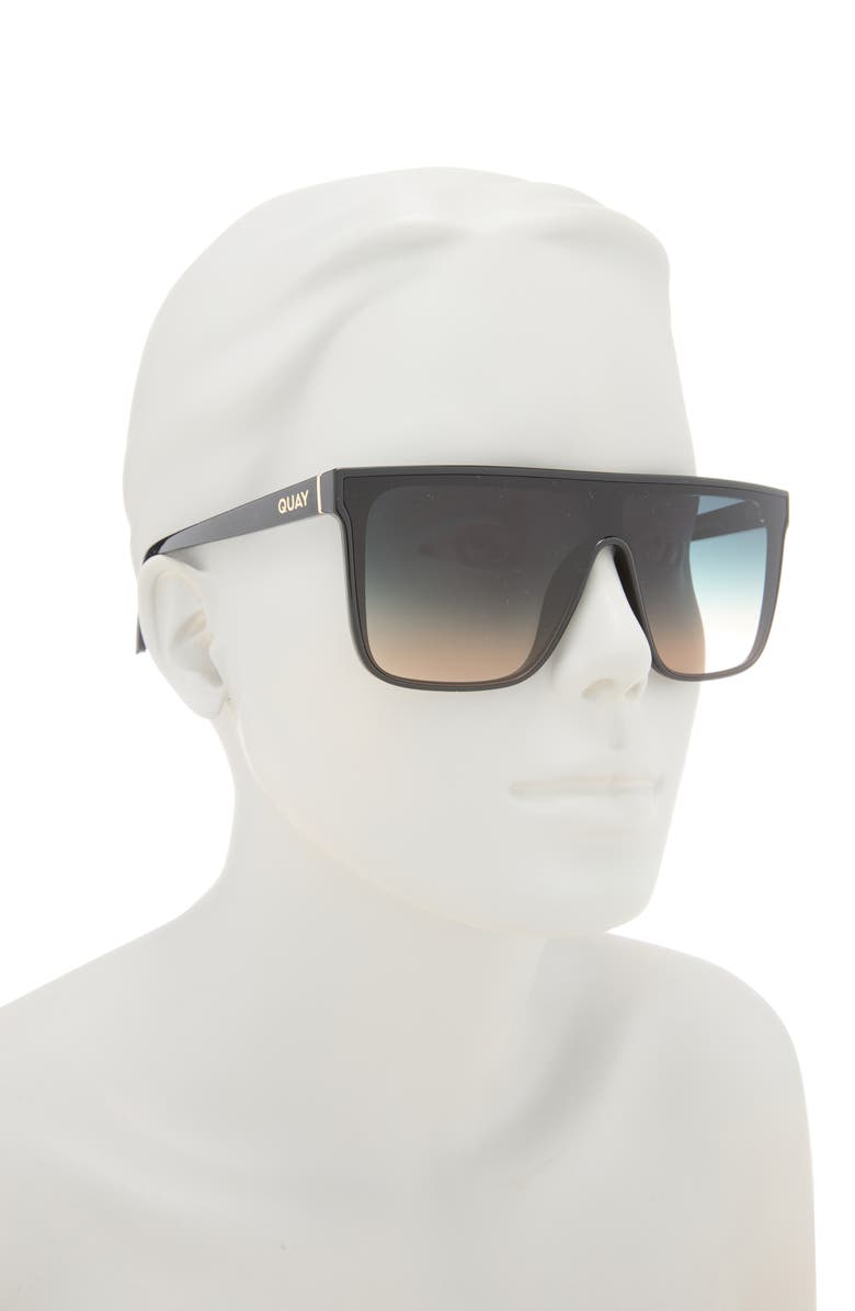 QUAY 138mm Nightfall Medium Shield Sunglasses, Alternate, color, Black/Taupe
