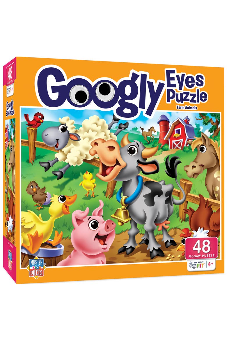 Googly Eyes Farm Animals 48 Piece Puzzle, Main, color, Multicolor
