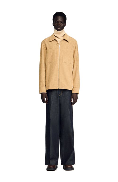 Sandro Corduroy Overshirt In Gold