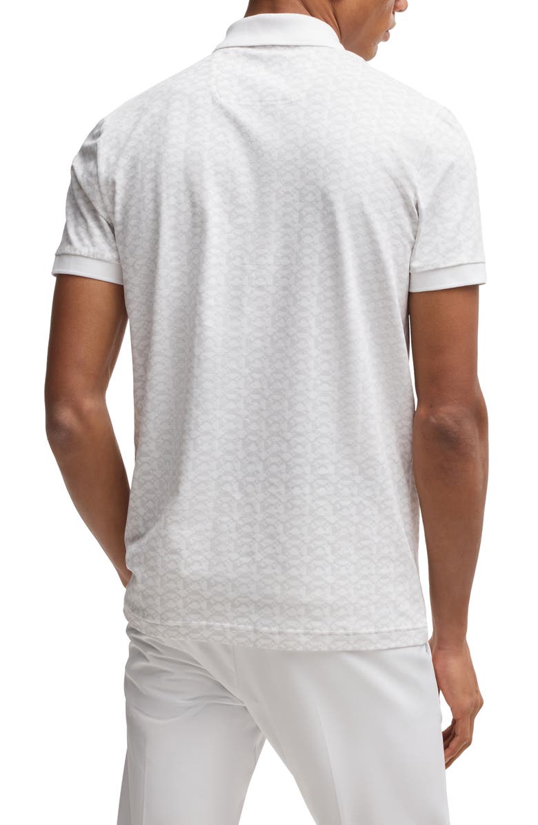 BOSS Paddy Geo Print Cotton Polo, Alternate, color, White