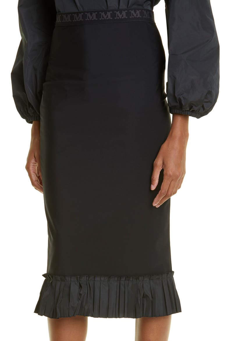 Hiltex Ruffle Hem Technical Jersey Skirt, Alternate, color, BLACK