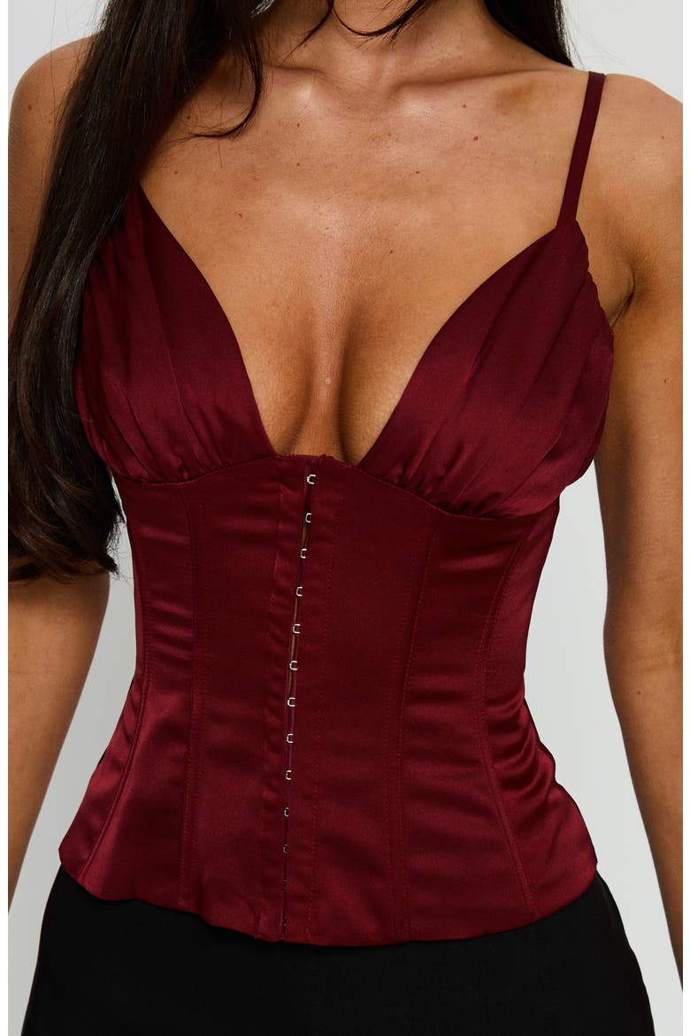 Scorsese Satin Corset Top, Alternate, color, RED