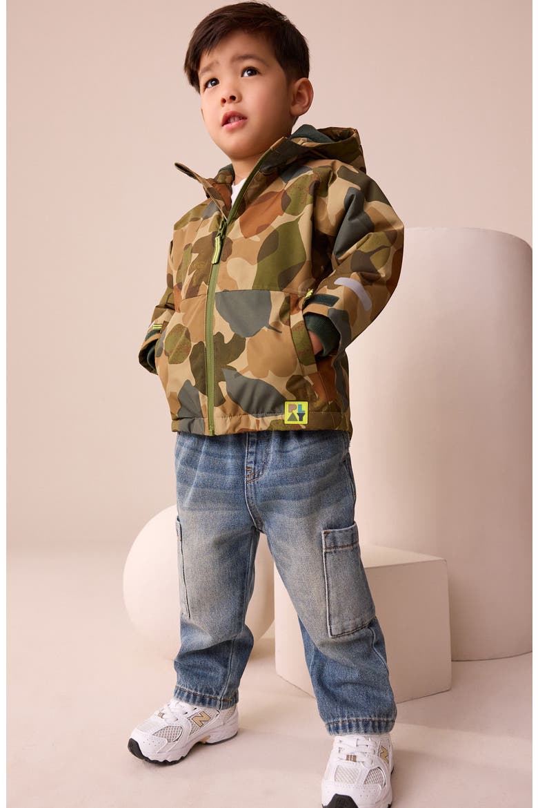 Camo Print Waterproof Hooded Jacket, Alternate, color, GREEN