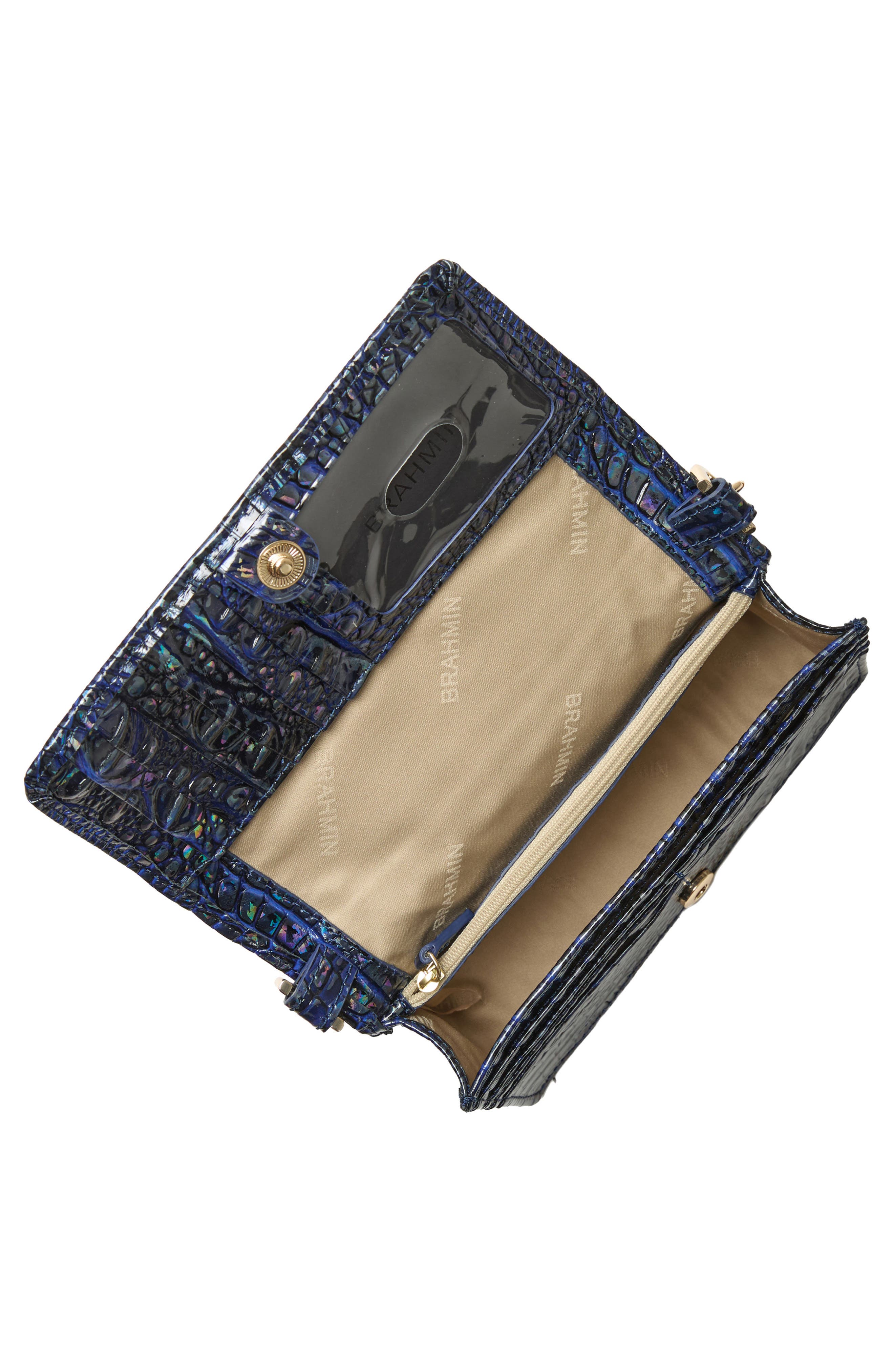 Brahmin Minuette Croc Embossed Leather Crossbody Bag, Alternate, color, Royal Blue Melbourne