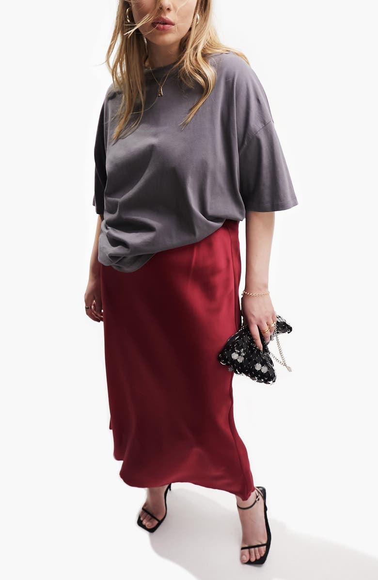 ASOS DESIGN Curve Satin Midi Skirt, Alternate, color,