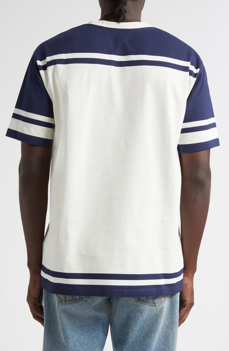 Balmain Emblem Varsity T-Shirt, Alternate, color, Gtj Cream/ Navy
