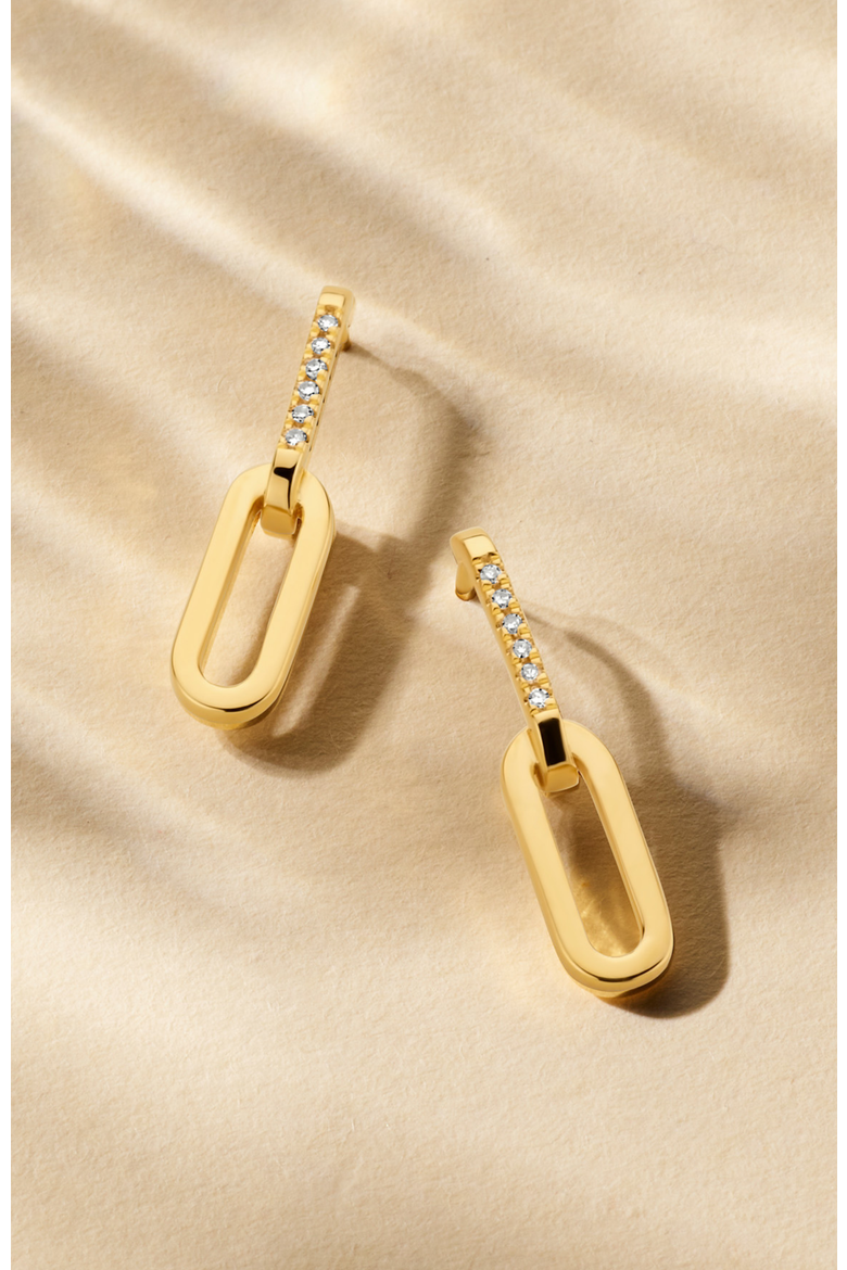 Break-Away Diamond Earrings | 12 natural diamonds | 925 Sterling Silver | Earrings | Pin | Yellow 18k-Gold Plated, Alternate, color, Yellow 18k Gold Plated