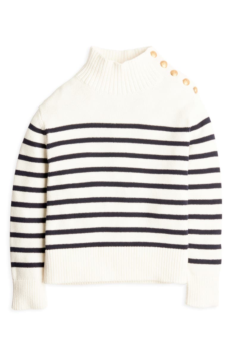Court & Rowe Stripe Mock Neck Sweater, Alternate, color, Antique White
