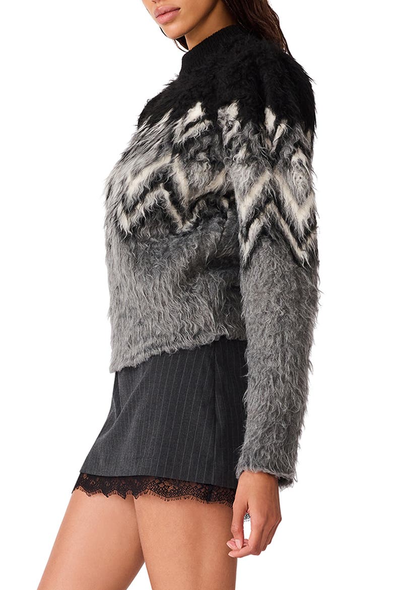 Mora Chevron Fuzzy Sweater, Alternate, color, BLACK MULTI