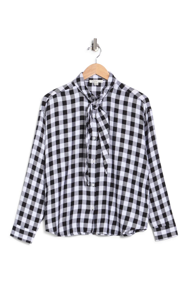 Tie Neck Button-Up Top, Alternate, color, CLOUD WHITE