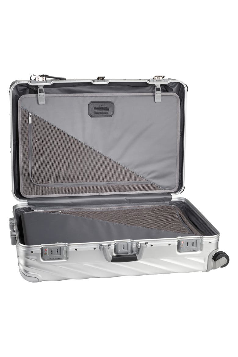19 Degree Aluminum Large Checked Luggage, Alternate, color, SILVER