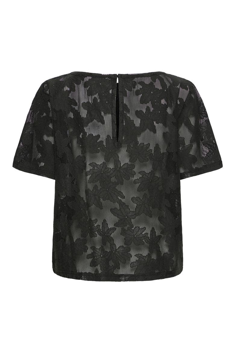 Short Sleeve Lace Shirt, Alternate, color, BLACK