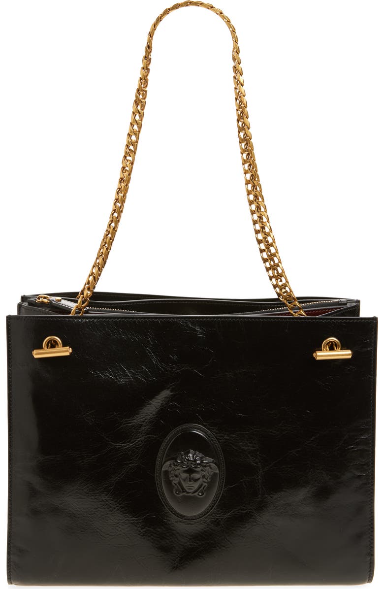 Versace Medium Cabine Shoulder Bag, Main, color, Black-Gold