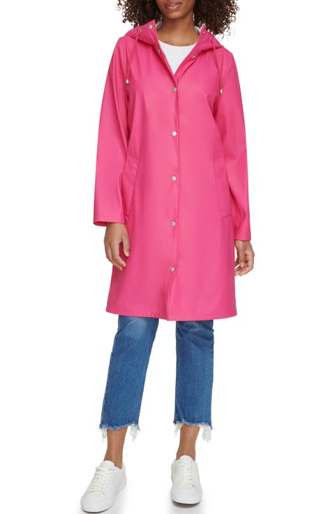 Water Resistant Hooded Long Rain Jacket