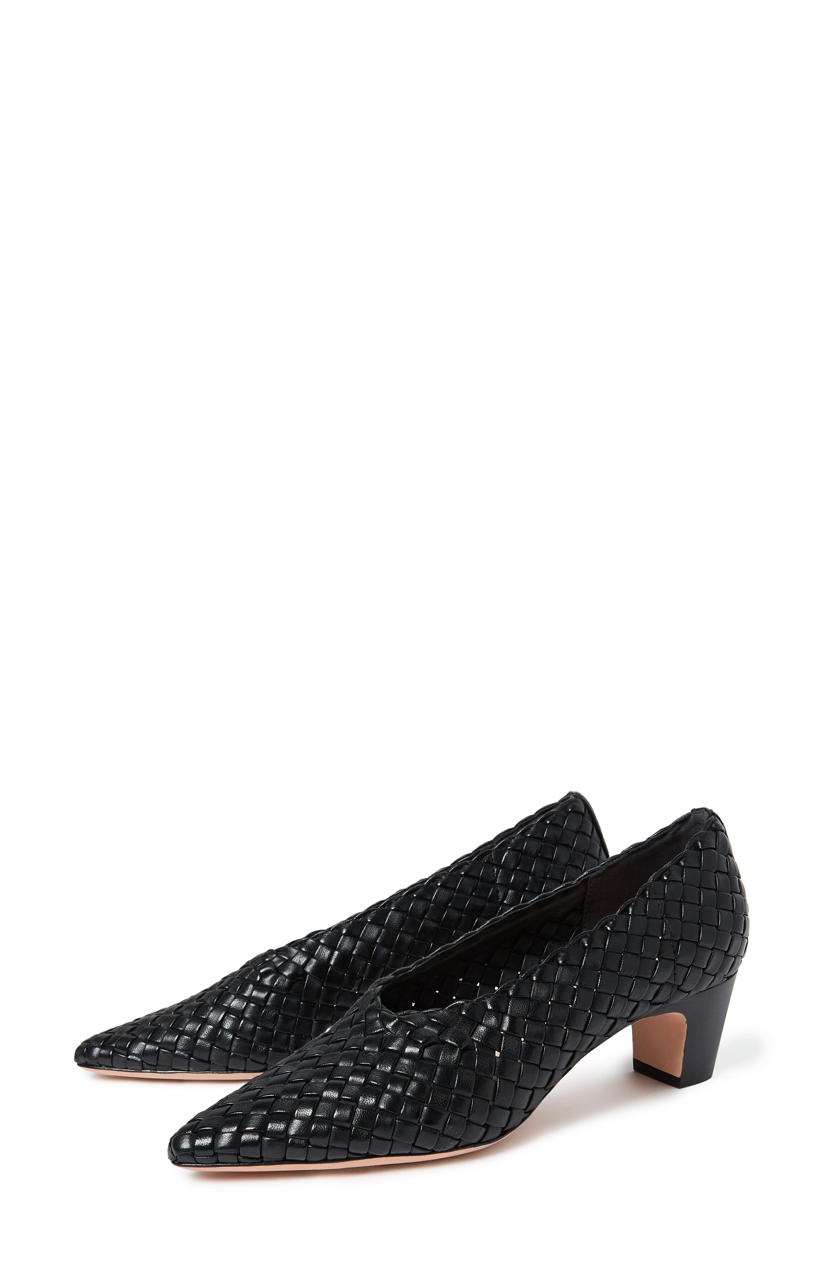 Loeffler Randall Maeve Woven Leather Pointed Toe Pump, Alternate, color, Black