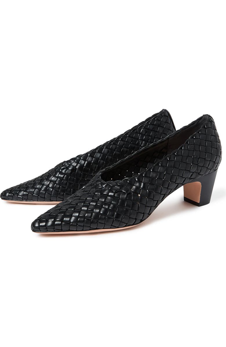 Loeffler Randall Maeve Woven Leather Pointed Toe Pump, Alternate, color, Black