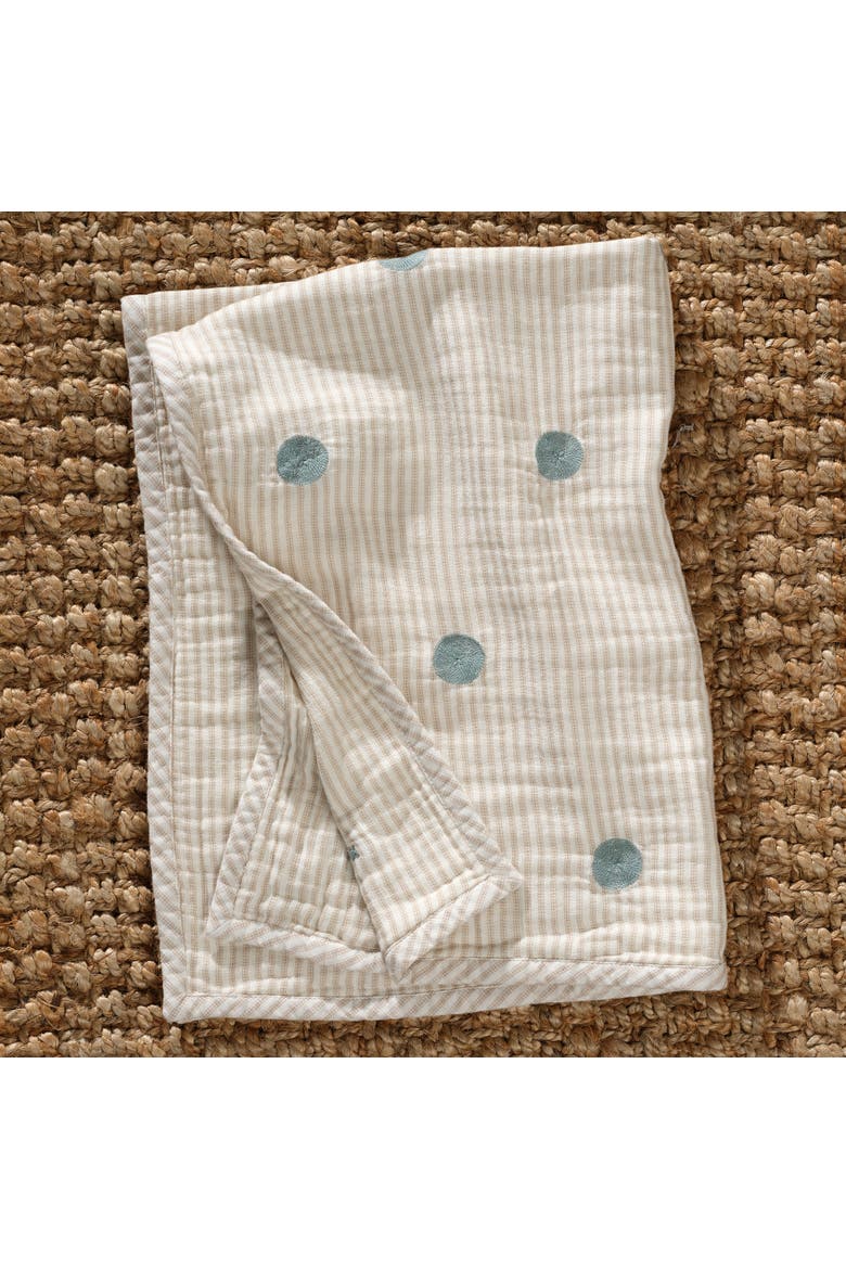 Signature Dot Organic Cotton Muslin Baby/Toddler Crib Coverlet, Alternate, color, Cream