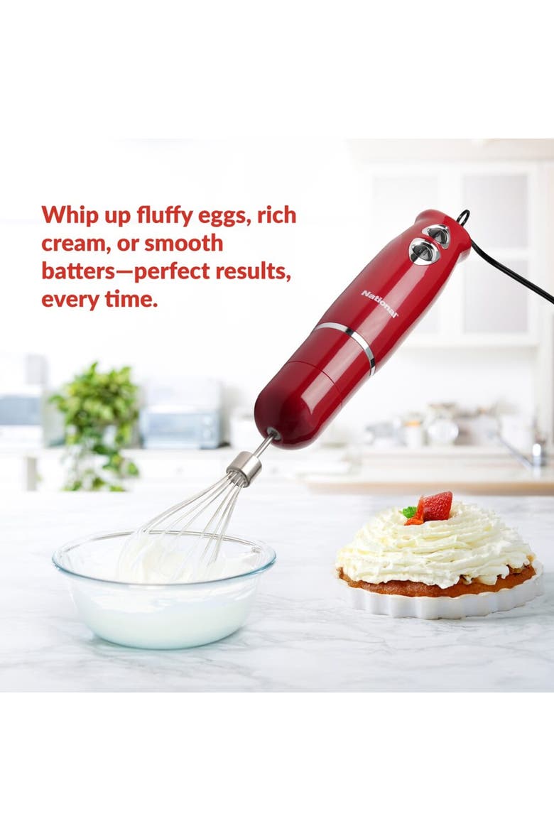 500 Watt Multi-Purpose 4-in-1 Two Speed Hand Blender, Alternate, color, Red
