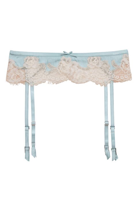 Juliet Lace Trim Stretch Silk Garter Belt