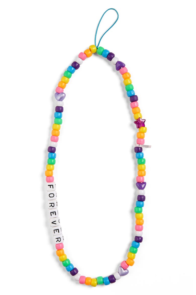 Forever Beaded Phone Strap, Main, color, RAINBOW MULTI