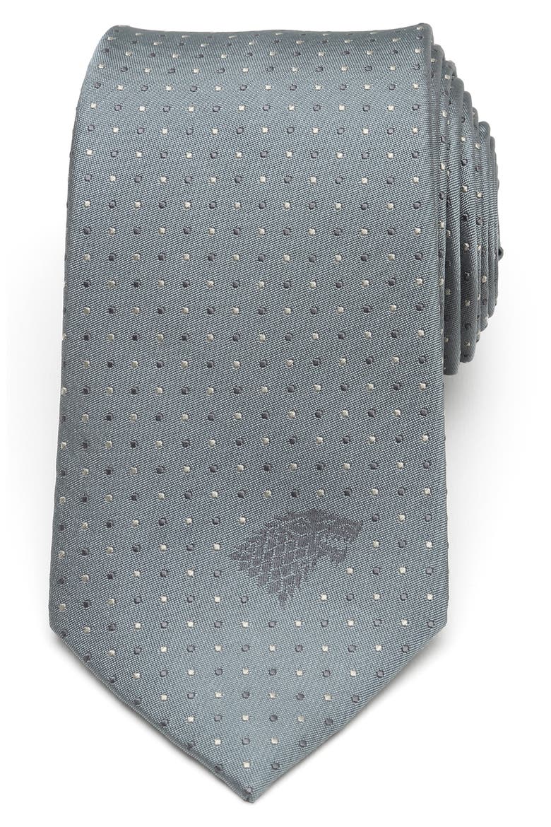 Stark Dire Wolf Sigil Silk Tie, Main, color, GREEN