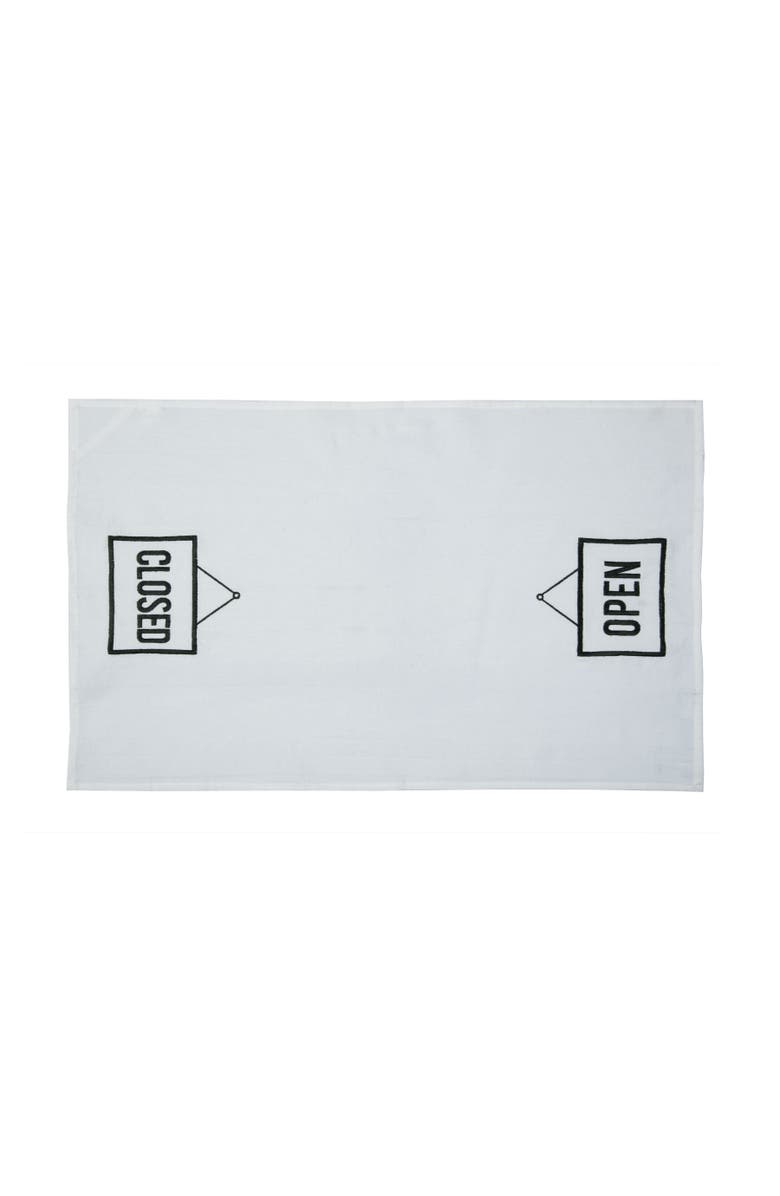 C&F Home Open/Closed Typography Phrases Embroidered Reversible Kitchen Hand Towel, Alternate, color, Black