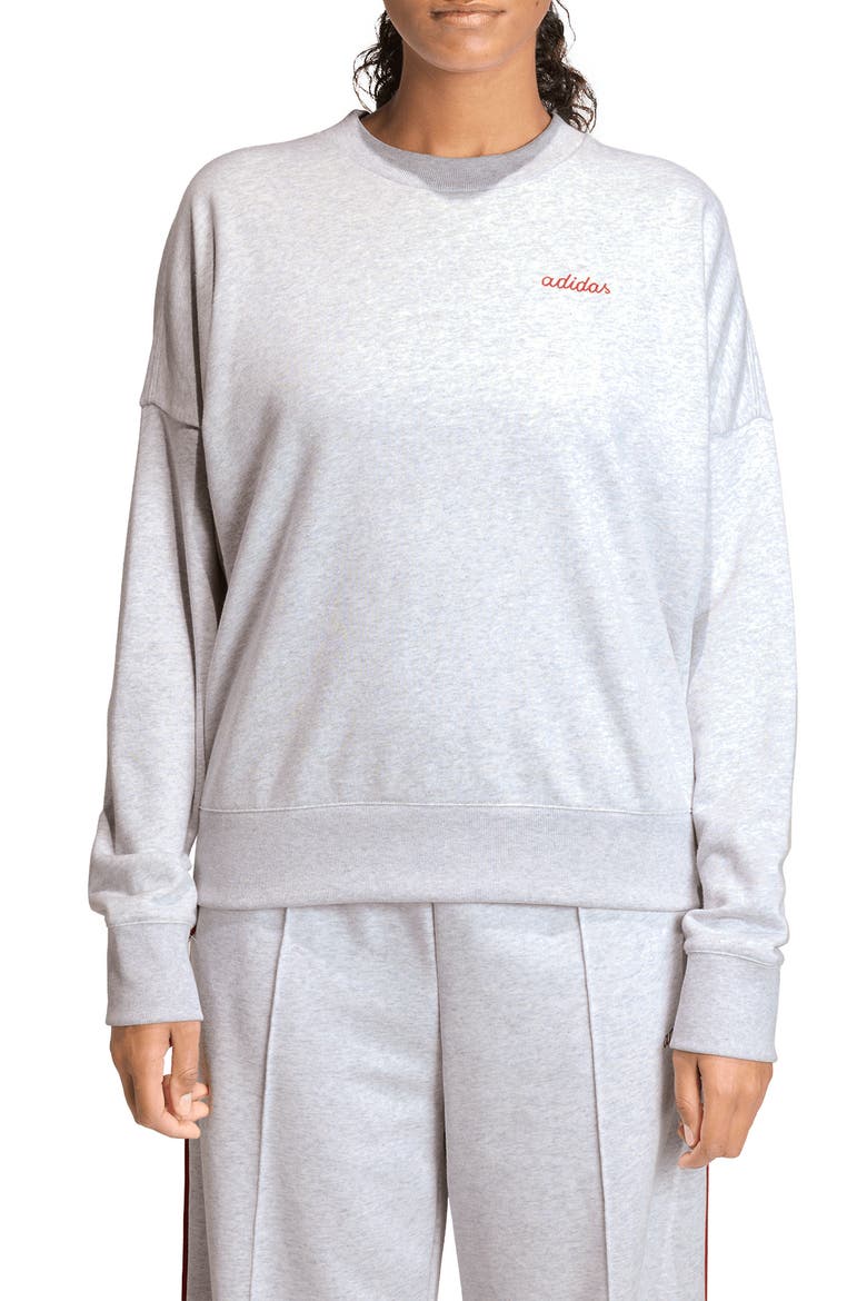 Seasonal Essentials Colorpop Sweatshirt, Main, color, LIGHT GREY HEATHER/ MAROON