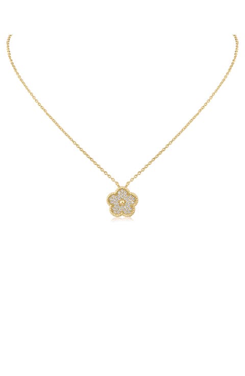 Pavé Cubic Zirconia Clover Pendant Necklace