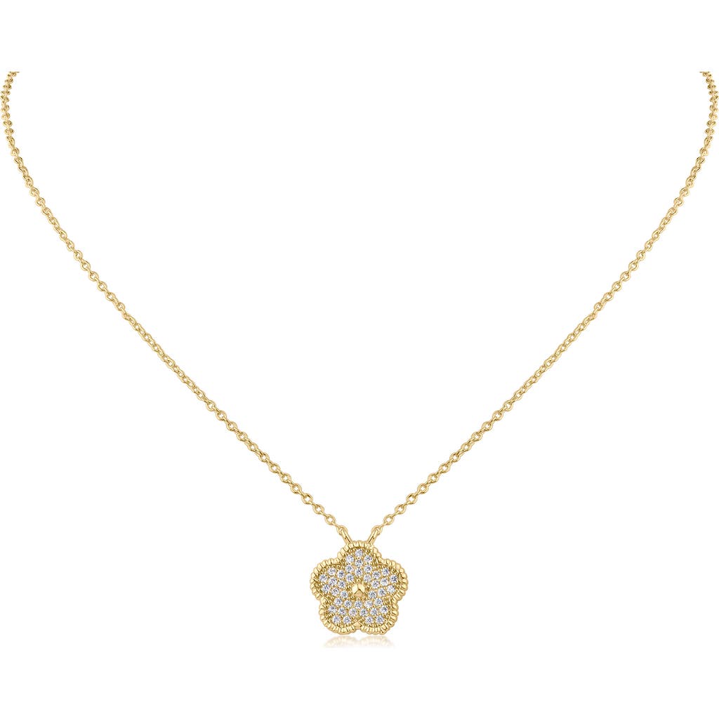 Cz By Kenneth Jay Lane Pavé Cubic Zirconia Clover Pendant Necklace In Gold