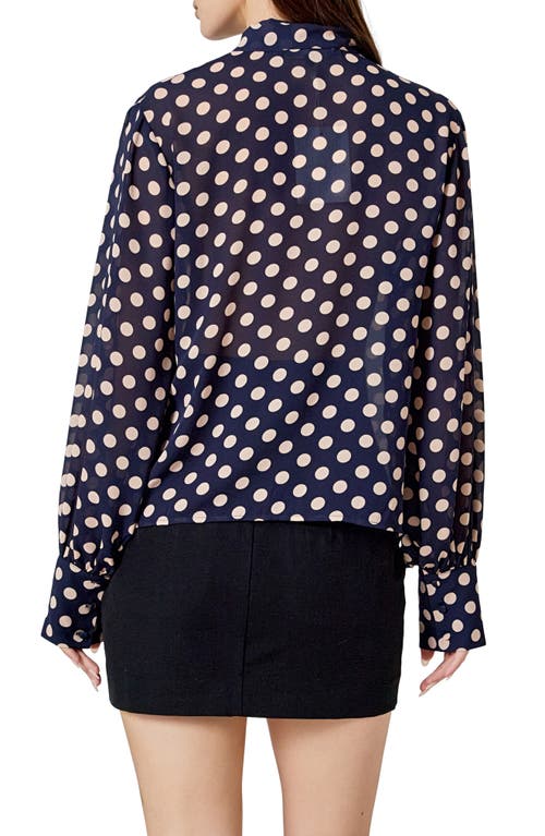 Endless Rose Neck Bow Top In Blue