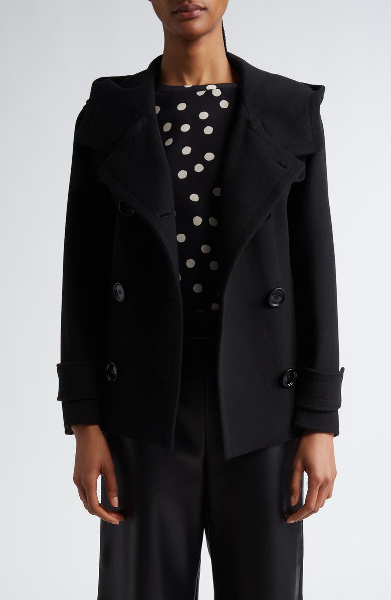 Max Mara Time Wool Hooded Peacoat, Main, color, 