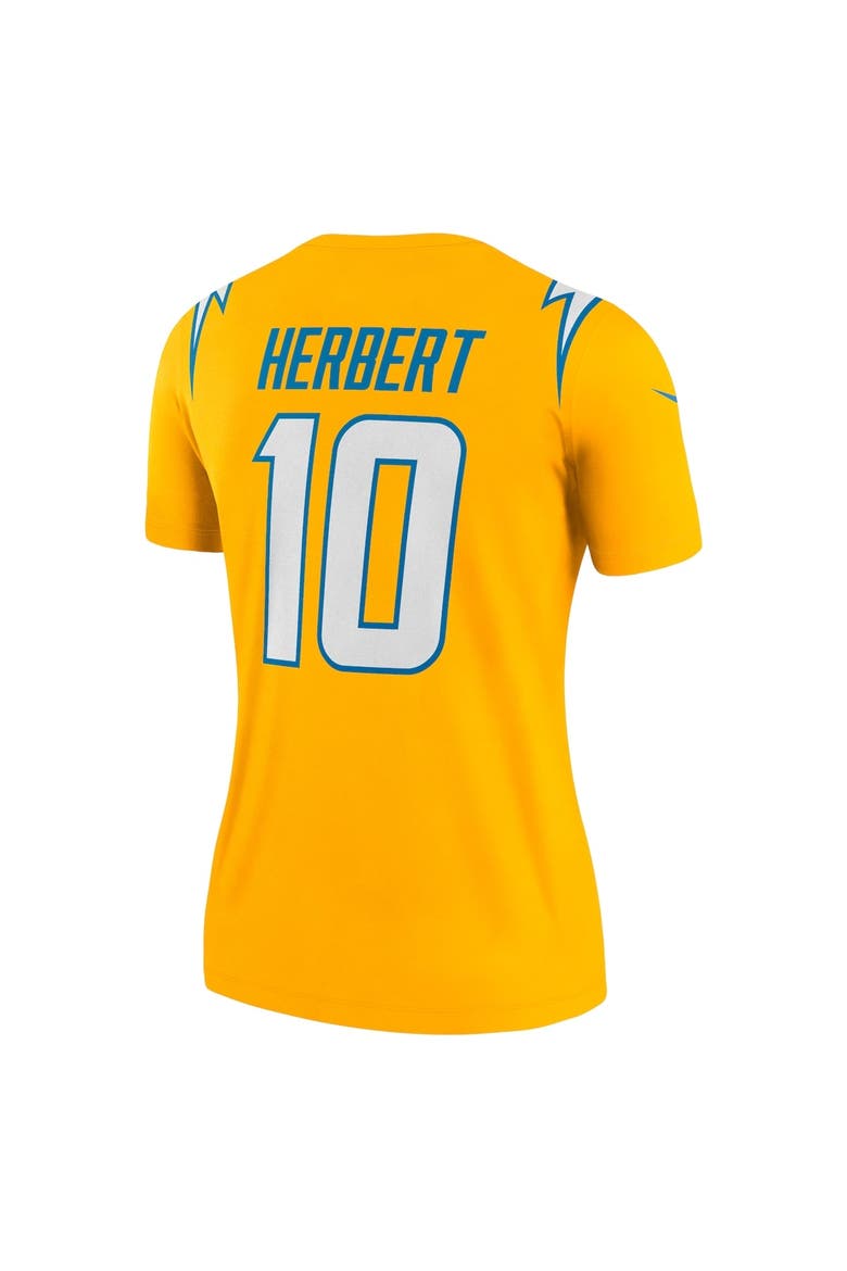 Women's Nike Justin Herbert Gold Los Angeles Chargers Alternate Charger Power Legend Player Performance Top, Alternate, color, Gold