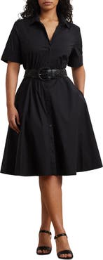 Lauren Ralph Lauren Belted Cotton Blend Shirtdress