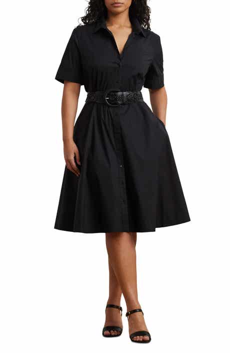 Belted Cotton Blend Shirtdress